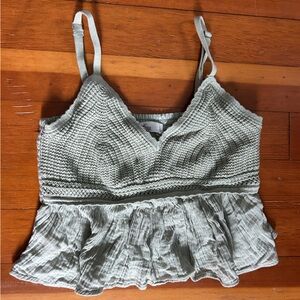 Hollister Sage Green Cropped Crochet Tank Top